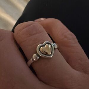 James Avery Sterling Silver & 14K Gold Heart Ring Size 5